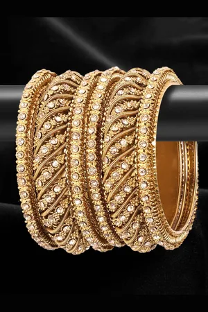 YouBella Set of 6 Gold-Plated Stone-Studded Bangles