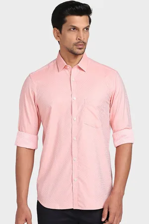 ColorPlus Men Orange Tailored Fit Printed Cotton Casual Shirt