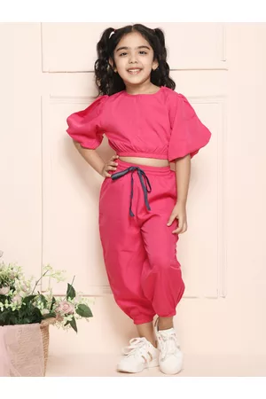 LilPicks Girls Pink Top with Joggers