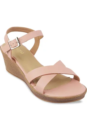 Metro Woman Pink Wedge Sandals with Buckles
