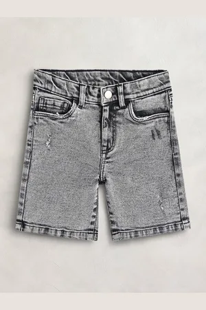 Cherry Crumble Boys Black Solid Regular Fit Denim Shorts