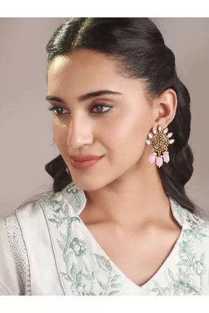 Priyaasi Women Gold-Plated Floral Drop Earrings