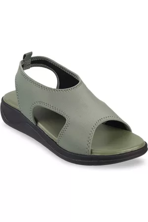 Metro Women Green Open Toe Flats