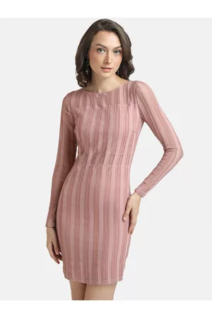 Kazo Pink Striped Bodycon Mini Dress