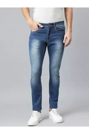 Richlook Men Blue Comfort Slim Fit Low Distress Heavy Fade Stretchable Jeans