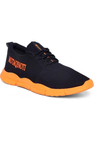 MUTAQINOTI Men Orange Woven Design Sneakers