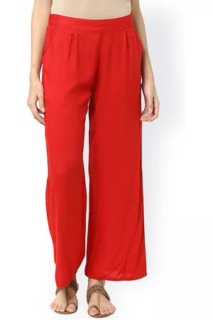 Jaipur Women Red Solid Palazzo Trousers