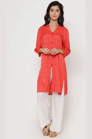 BE INDI Women Orange Geometric Printed Pure Cotton Kurta