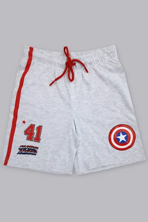 Kidsville Boys Grey Captain America Printed Pure Cotton Shorts