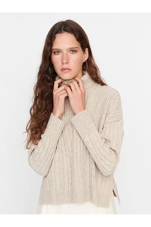 Trendyol Women Jumpers - Women Grey Cable Knit Pullover