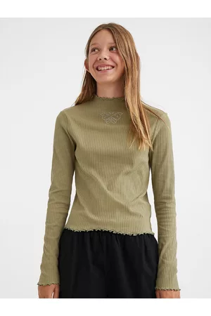 H&M Girls Olive Green Long-Sleeved Top