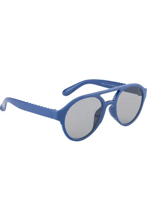 YK Unisex Kids Grey Lens & Blue Oval Sunglasses with UV Protected Lens -J7588-Grey