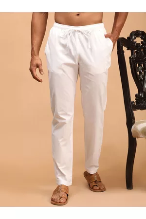 Vastramay Men White Solid Cotton Pyjamas