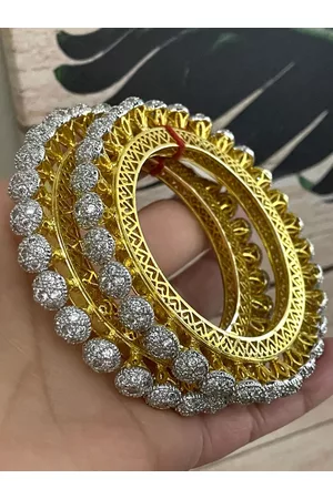 YouBella Set Of 2 Gold-Plated & White Stone-Studded Bangles
