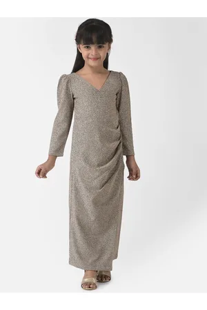 Eavan Girls Gunmetal-Toned Embellished Maxi Dress