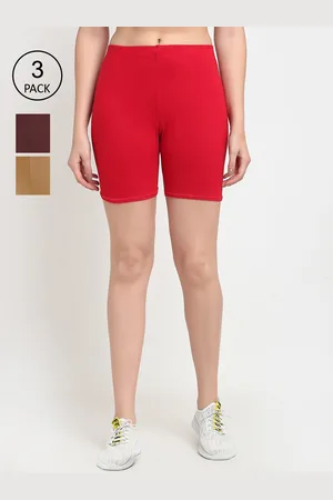 GRACIT Women Pack Of 3 Red Cycling Sports Shorts