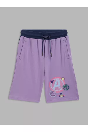 Blue Giraffe Boys Purple Avengers Printed Shorts