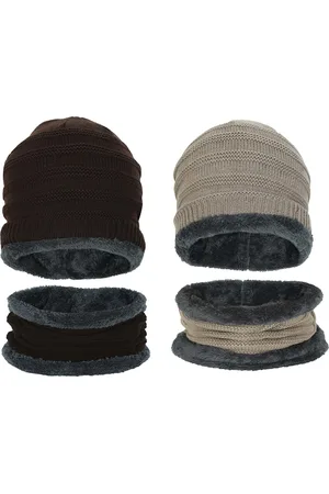 FabSeasons Brown & Beige Solid Set Of 2 Woollen Balaclava