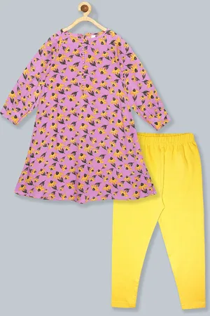 KiddoPanti Girls Violet Floral Top with Trouser