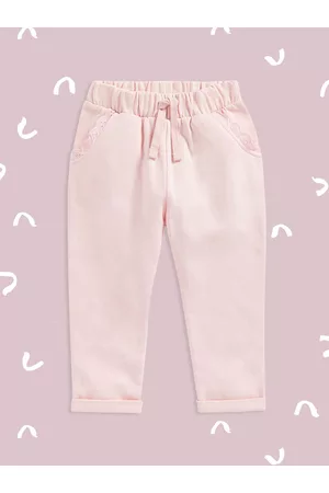 Mothercare Girls Pink Solid Pure Cotton Track Pants