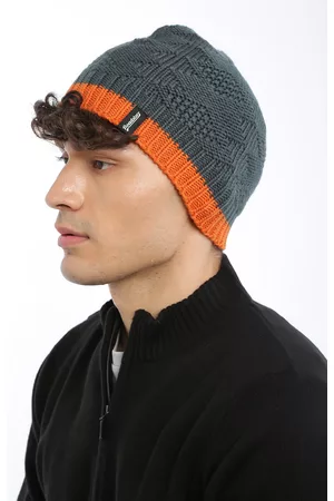 Roadster The Lifestyle Co Unisex Grey & Orange Colorblocked Beanie