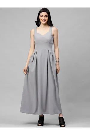 ATHENA Women Grey Solid Maxi Dress