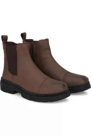 Delize Men Brown Solid Vegan Leather Chelsea Boots