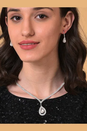 SOHI White Silver-Plated Artificial Stones-Studded Jewellery Set