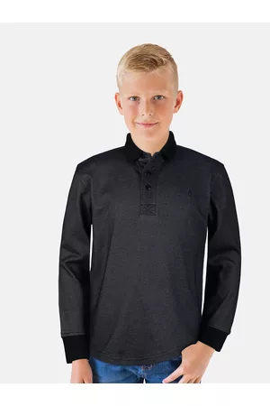 Gini and Jony Boys Charcoal Polo Collar Cotton T-shirt