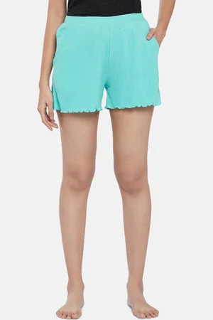 Pantaloons Women Turquoise Blue Cotton Lounge Shorts