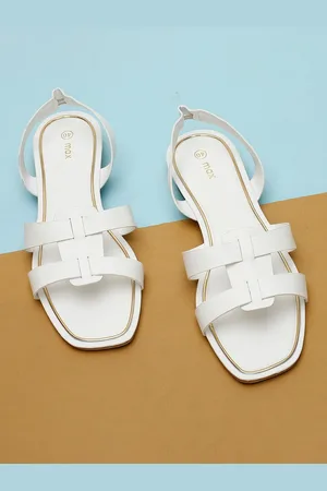 Max Collection Women White Open Toe Flats