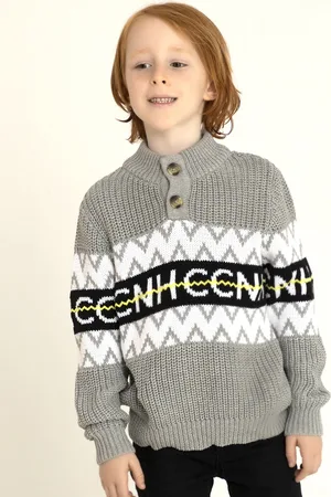 Cherry Crumble Unisex Kids Grey High Neck Sweater
