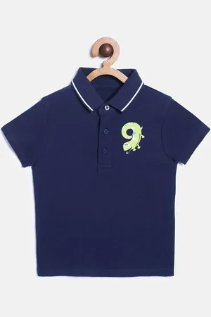 MINI KLUB Boys Navy Blue Polo Collar Organic Cotton T-shirt
