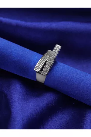 Priyaasi Women Silver-Plated White AD-Studded Finger Rings