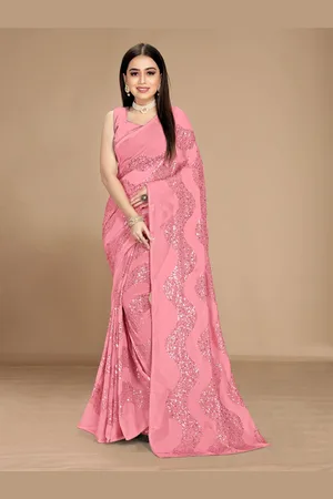 VAIRAGEE Peach-Coloured Embellished Saree