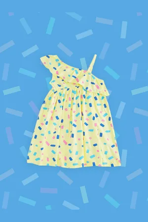Pantaloons Yellow & Blue A-Line Dress