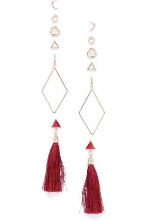 Jewels Galaxy Set of 6 Gold-Plated Contemporary Earrings
