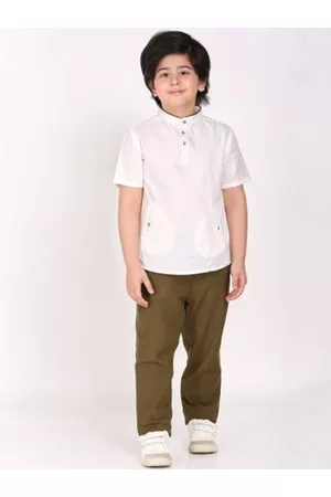 Biglilpeople Boys Brown Shirt with Trousers
