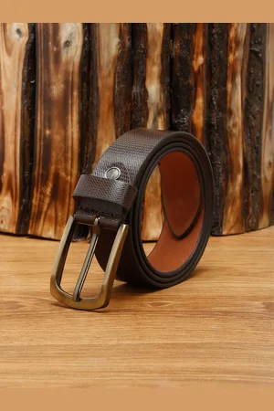 MUTAQINOTI Men Brown Leather Formal Belt
