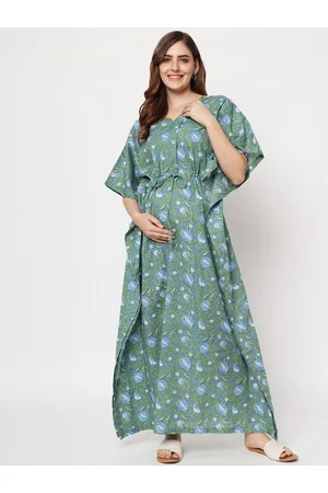 Aujjessa Grey Floral Maternity Kaftan Maxi Dress