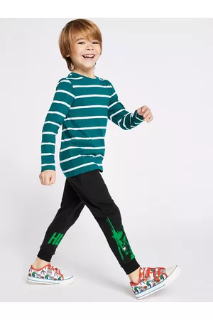 BONKIDS Boys Black & Green Hulk Print Joggers