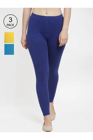 Jinfo Women Blue & Yellow Pack Of 3 Solid Ankle Length Leggings