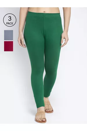 GRACIT Women Pack Of 3 Solid Ankle-Length Super Combed Cotton Lycra Leggings