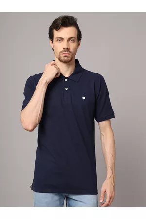 CANTABIL Men Navy Blue Polo Collar T-shirt