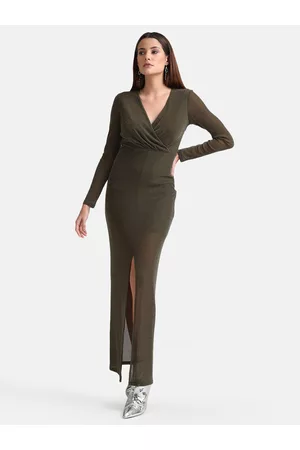 Kazo Women Olive Green Maxi Dress