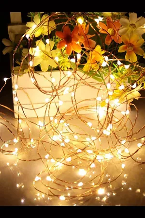 Homesake Set of 2 Yellow 50-LED 3AA Battery Waterproof Copper String Lights