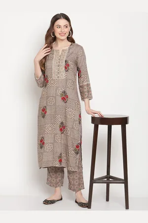 BE INDI Women Floral Printed Straight Kurta with Trousers