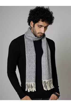 HANDICRAFT PALACE Men Grey Printed Merino Woolen Mufflers