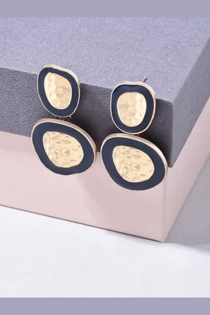 Ami Black Gold-Plated Contemporary Drop Earrings