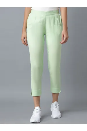 Elleven Women Green Tapered Fit Pleated Cigarette Trousers